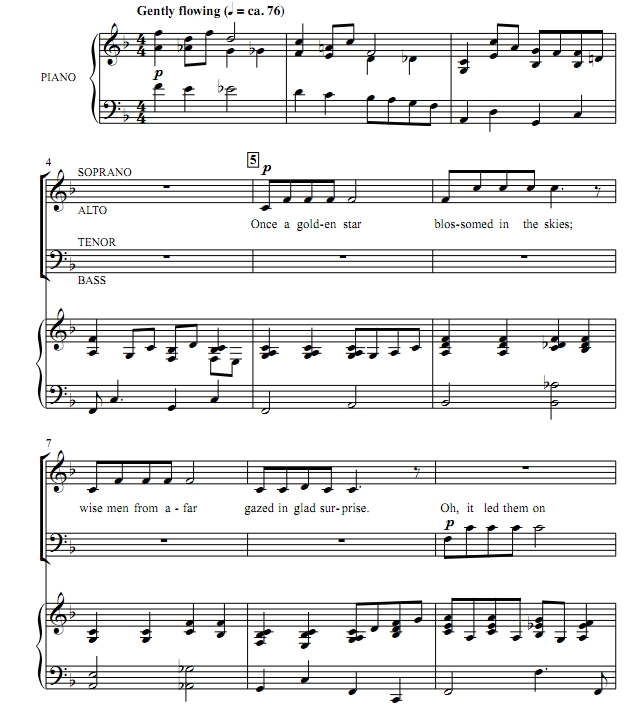 商品为SATB 四声部合唱线谱 圣诞摇篮曲 摩尔版 混声合唱谱 有试听