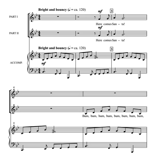 商品为SA 二声部合唱线谱 圣诞老人 加里纳版 童声女声圣诞合唱谱 有试听