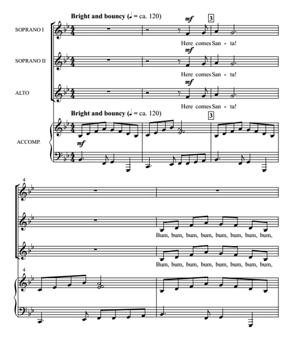 商品为SSA 三声部合唱线谱 圣诞老人 加里纳版 童声女声圣诞合唱谱 有试听