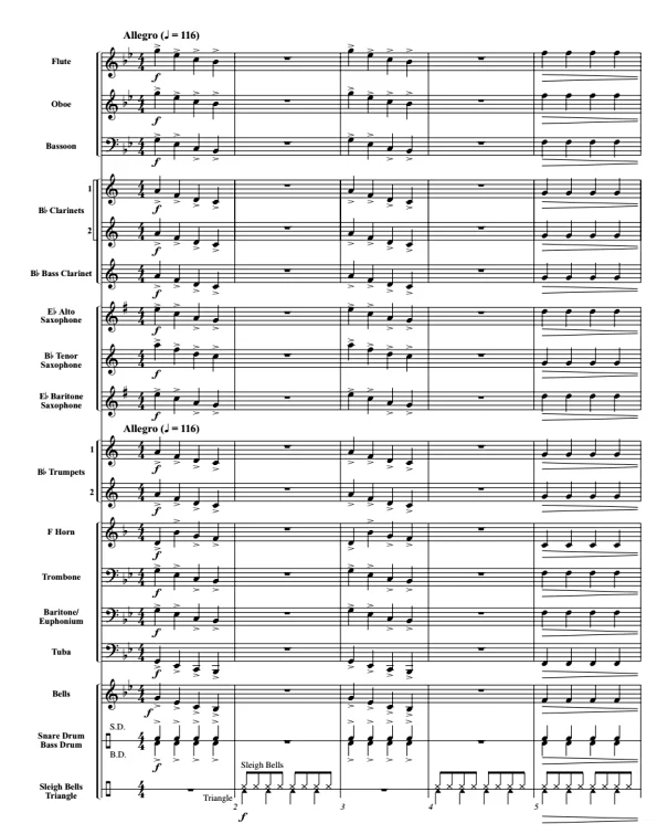 圣诞老人能跳康康舞么 初级 交响管乐合奏总谱+分谱 1.5级 有试听