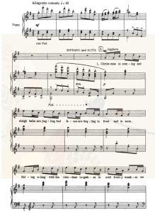 商品为SATB 四声部合唱线谱 圣诞钟声 鲁特版  混声合唱+钢琴谱 有试听-云音圈