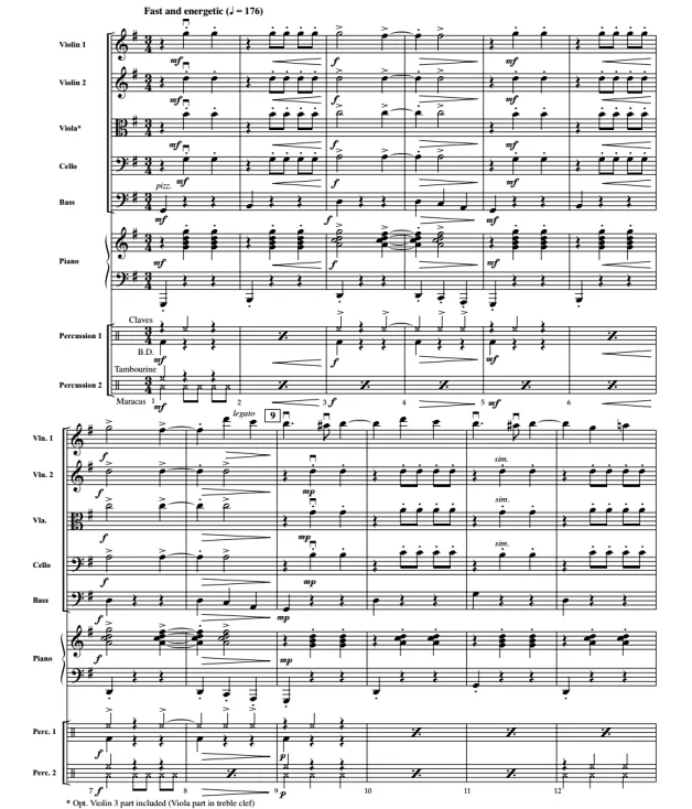 墨西哥民歌变奏曲 交响弦乐合奏总谱+分谱 初-中级 G2.5 有试听