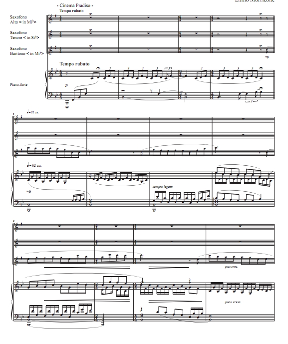 天堂电影院精选 ATB萨克斯三重奏与钢琴 总谱+分谱 有试听