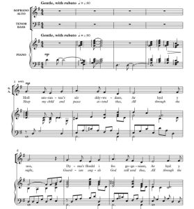 商品为SATB 四声部合唱线谱 威尔士民歌 Ar Hyd y Nos 奇科特版 圣诞风格 混声合唱SATB+钢琴谱 有试听-云音圈