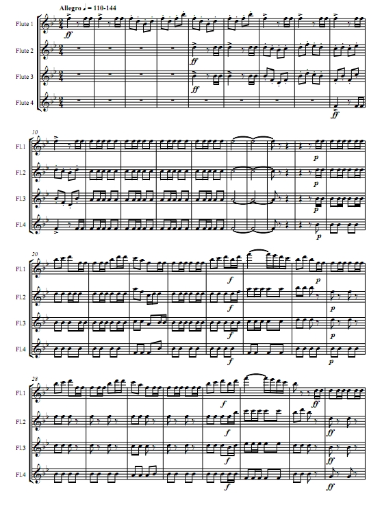 威廉退尔序曲 长笛四重奏总谱+分谱 有试听