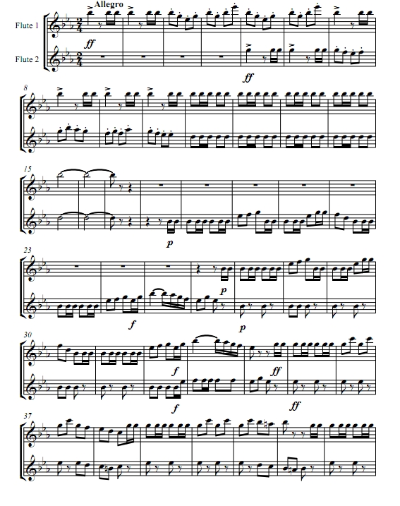 威廉退尔序曲 罗西尼 长笛二重奏总谱+分谱 有试听