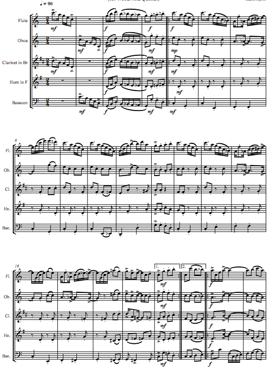 完美无瑕的雷格 乔普林 木管五重奏总谱+分谱 有试听