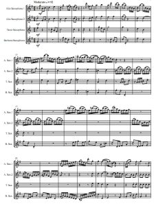 巴赫意大利协奏曲第一乐章  AATB萨克斯四重奏总谱+分谱 有试听-云音圈