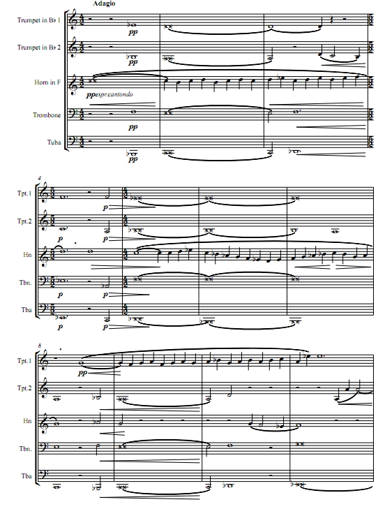 弦乐柔板 塞缪尔巴伯 铜管五重奏总谱+分谱 有试听