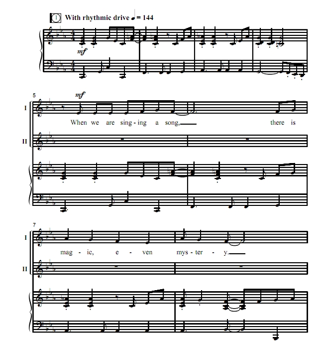 商品为SA 二声部合唱线谱 当我们唱一首歌时 埃斯特斯版 童声女声合唱谱 有试听
