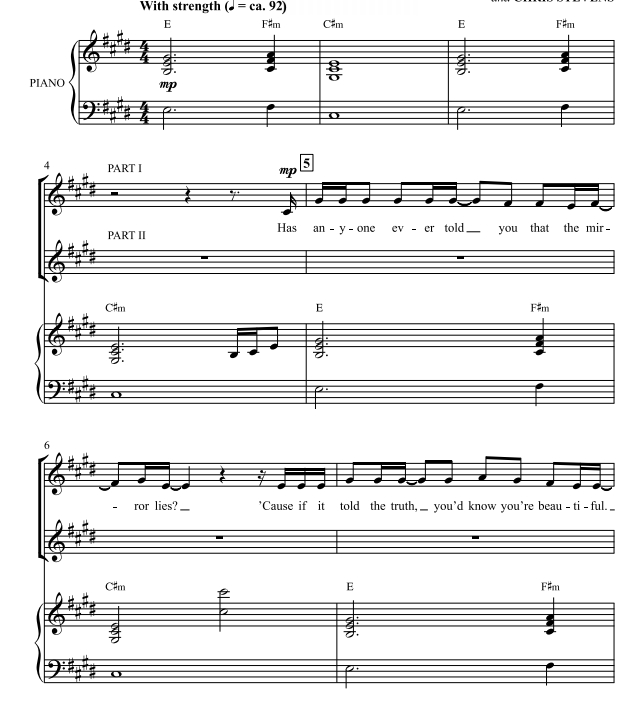 商品为SA 二声部合唱线谱 当我看到你  海登版 童声女声合唱谱 有试听