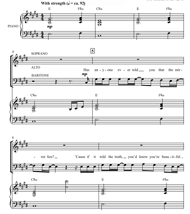 商品为SAB 三声部合唱线谱 当我看到你 海登版 混声合唱谱 有试听