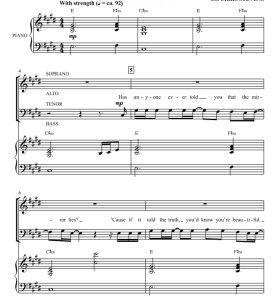 商品为SATB 四声部合唱线谱 当我看到你 海登版 混声合唱谱 有试听-云音圈