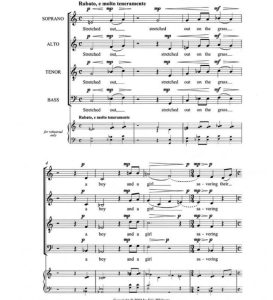 商品为SATB 四声部合唱线谱 惠特克 A Boy And A Girl 阿卡贝拉 无伴奏混声合唱谱 有试听-云音圈