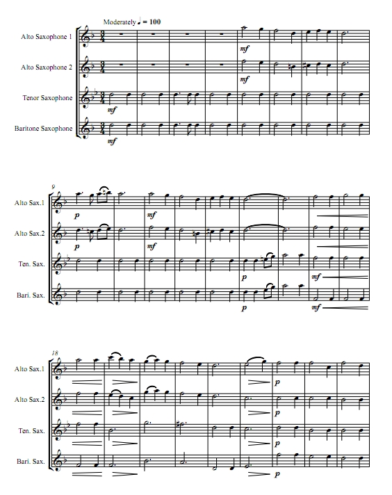 我们三个国王  AATB 萨克斯四重奏总谱+分谱 有试听