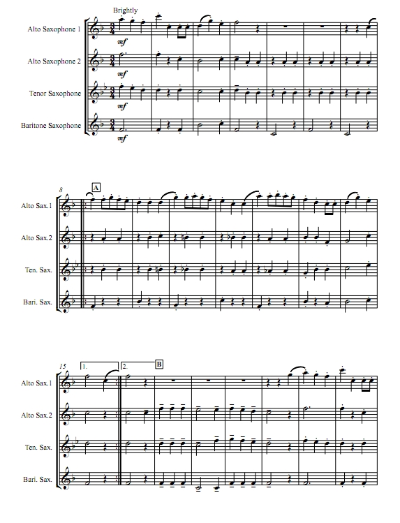 我们祝你圣诞快乐 彼得·马丁 SATB萨克斯四重奏总谱+分谱 有试听