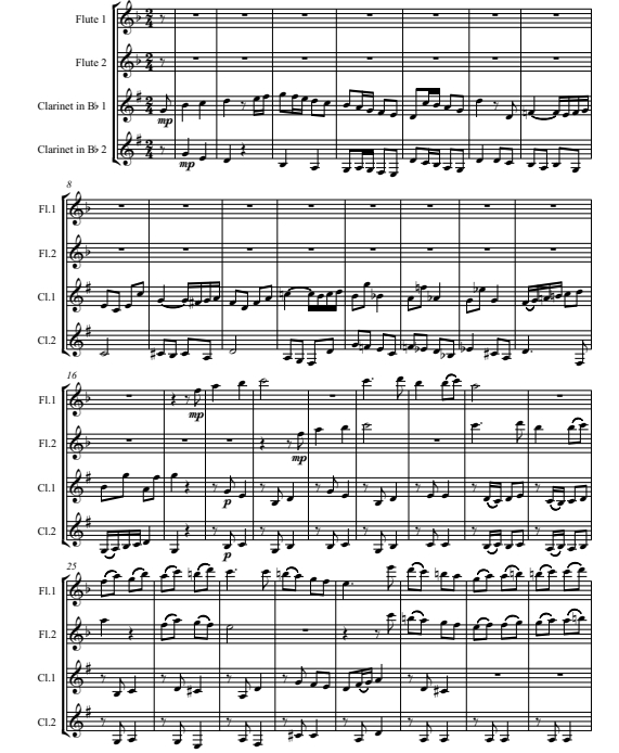 我们赞美你  选自维瓦尔第荣耀经 2长笛与2单簧管四重奏总谱+分谱 有试听