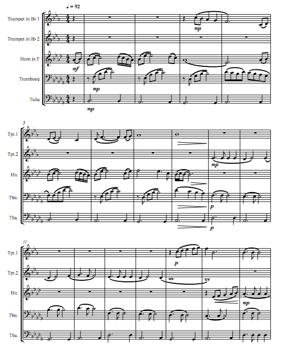 我心永恒My Heart Will Go On 铜管五重奏总谱+分谱 有试听