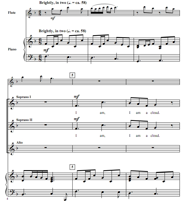 商品为SSA 三声部合唱线谱 我是一朵云 唐纳利版 童声女声合唱SSA+钢琴谱 有试听