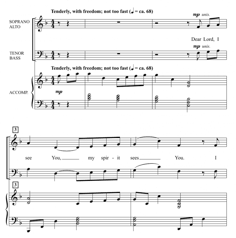 商品为SATB 四声部合唱线谱 我看到你 普里弗伊版 混声合唱SATB+钢琴谱 有试听