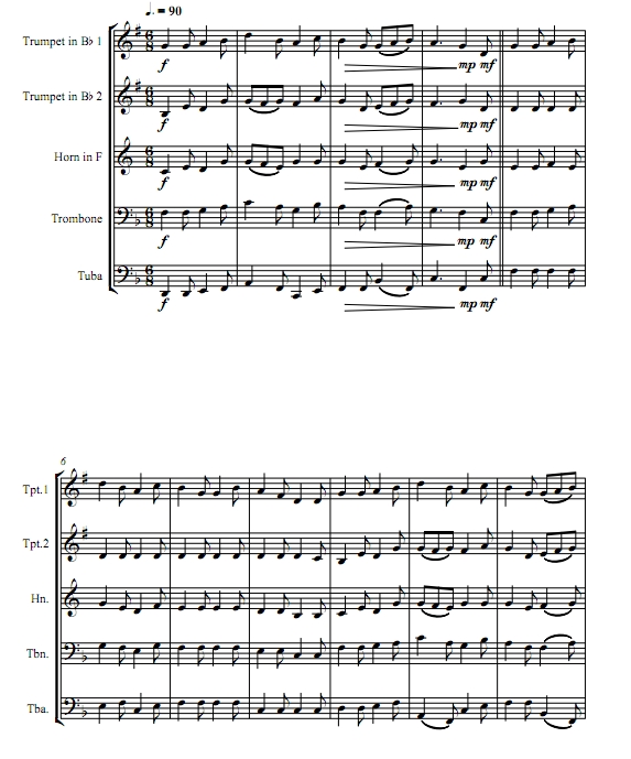 我看见三艘船 铜管五重奏总谱+分谱 有试听