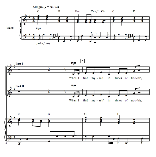 商品为SA 二声部合唱线谱 披头士乐队 Let It Be 爱默生版 童声女声流行合唱谱 有试听