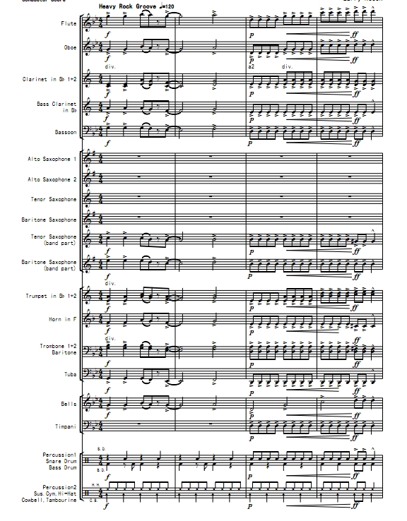 摇滚萨克斯  2级 交响管乐总谱+分谱 有试听