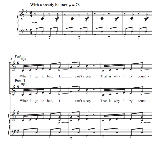 商品为SA 二声部合唱线谱 数羊 沃尔兹版 童声女声合唱谱 有试听