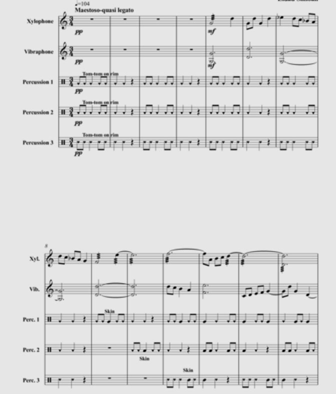 斯洛亚 五分之三 初级 打击乐五重奏总谱+分谱 有试听