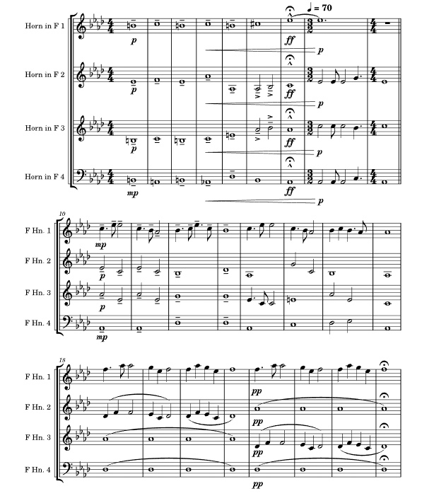 新世界 第二乐章 广板 圆号四重奏 总谱+分谱 有试听