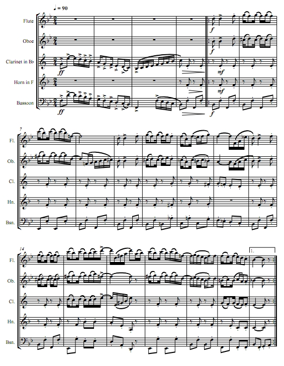 易胜者雷格 天生赢家 乔普林 木管五重奏总谱+分谱 有试听