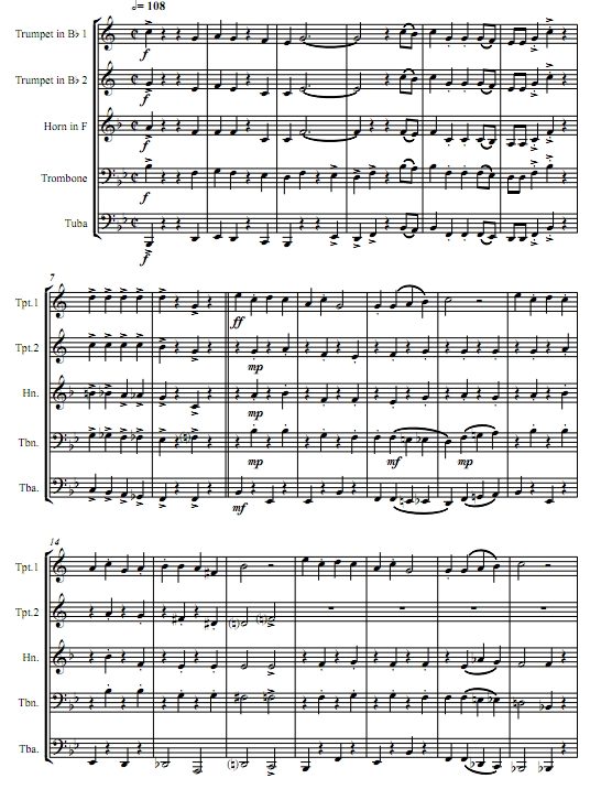 是的!我们没有香蕉了 4级 铜管五重奏总谱+分谱 有试听