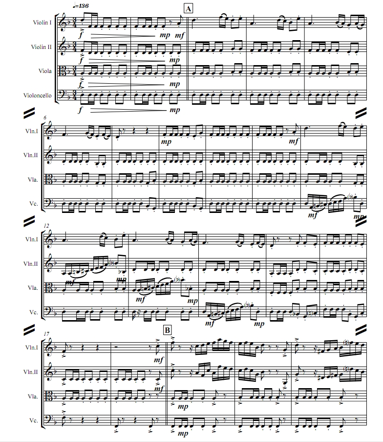 柴可夫斯基 天鹅湖 西班牙舞曲 弦乐四重奏 总谱 有试听