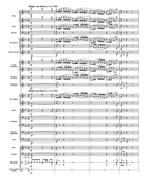 柴可夫斯基终曲 中级 交响管乐合奏总谱+分谱 3级 有试听