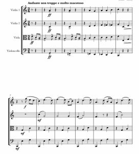 柴可夫斯基钢琴第一协奏曲主题曲 弦乐四重奏 总谱 有试听-云音圈