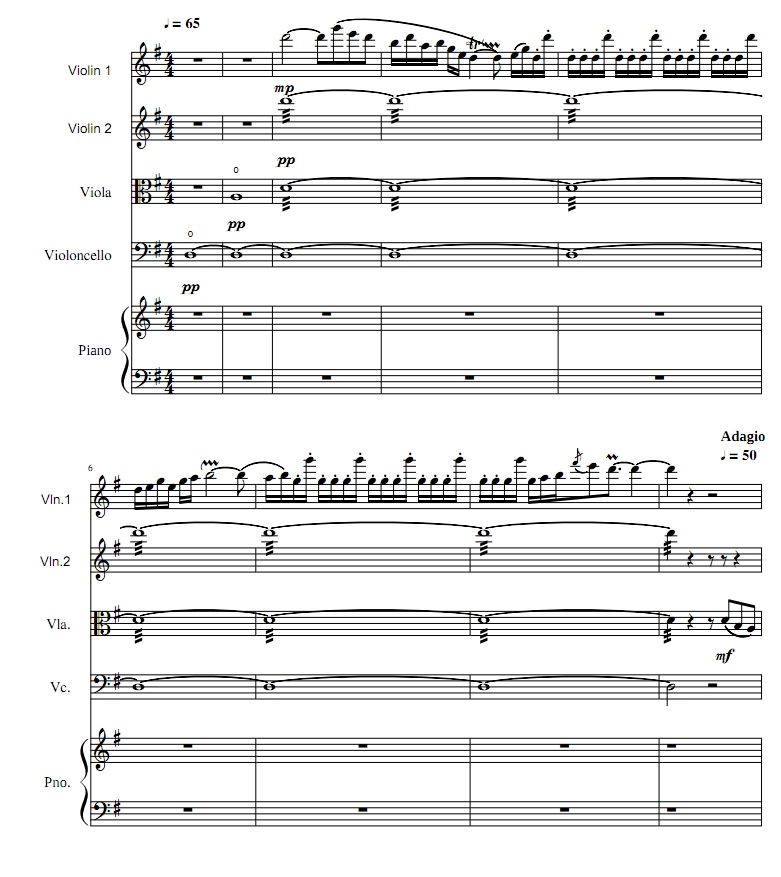 梁祝 约翰尼·辛版 弦乐四重奏+钢琴 总谱+分谱 有试听