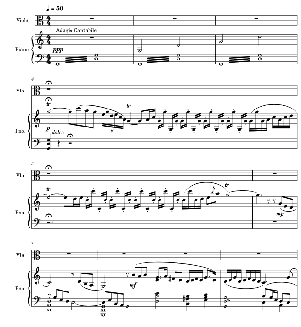 梁祝 中提琴钢琴 总分谱 有试听