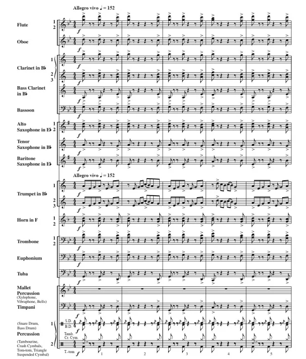 梦想，幻想与生活 中级 交响管乐合奏总谱+分谱 3.5级 有试听