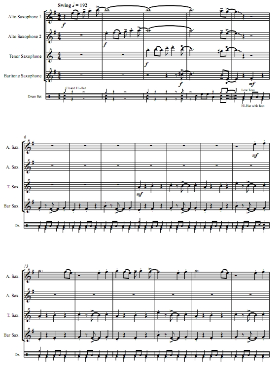 梦游 AATB萨克斯四重奏总谱+分谱 有试听