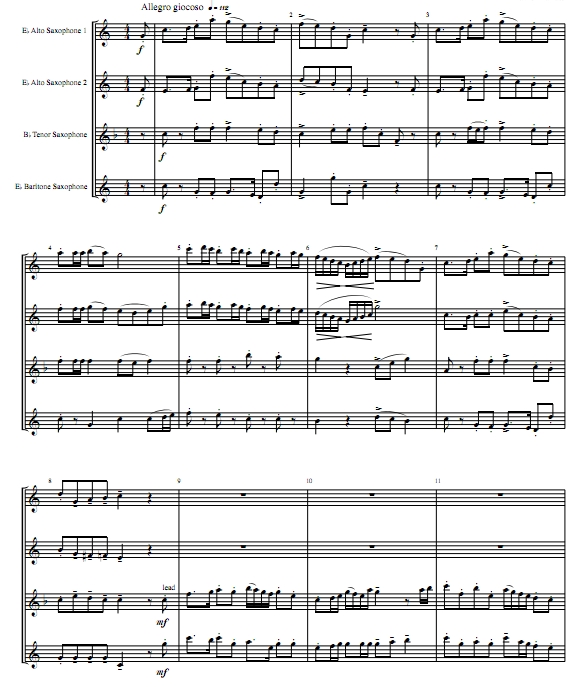 棉花糖 AATB萨克斯四重奏总谱+分谱 有试听