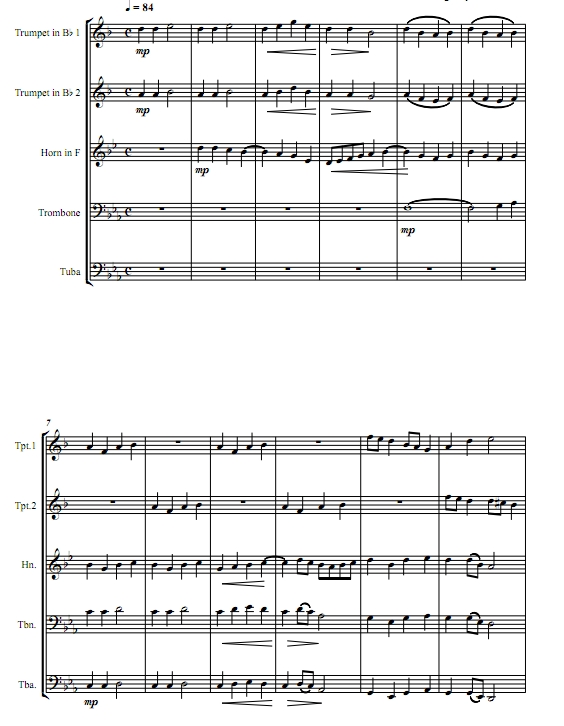 樱花  加拿大 铜管五重奏总谱+分谱 有试听