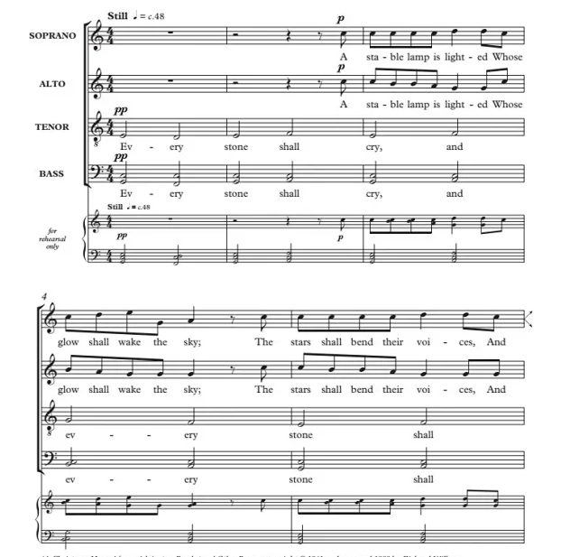 商品为SATB 四声部合唱线谱 每块石头都会哭泣 奇科特版 阿卡贝拉 无伴奏混声合唱谱 有试听