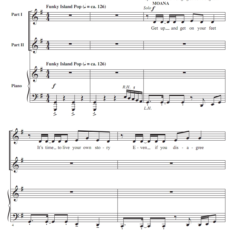 商品为SA 二声部合唱线谱 海洋奇缘2 还有什么比这更好的呢 比林斯利版 童声女声流行合唱谱 有试听