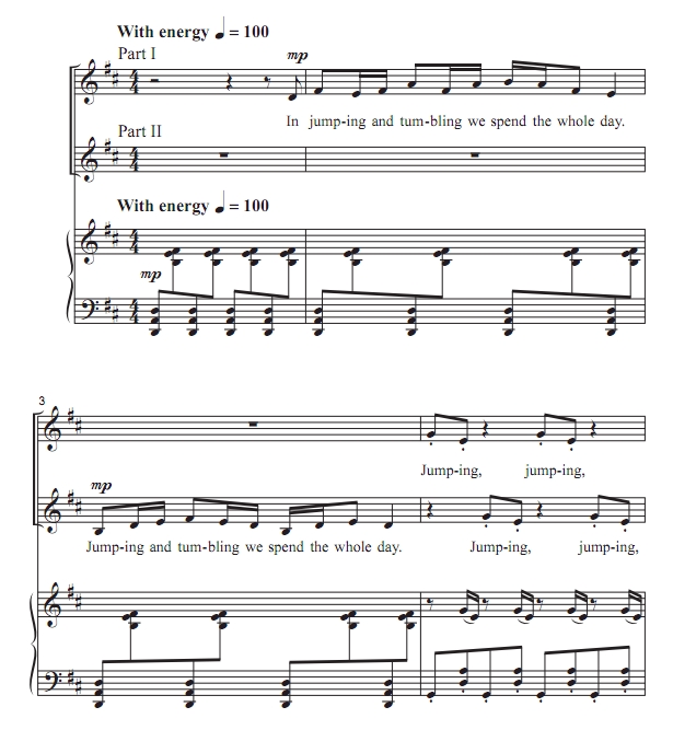 商品为 SA 二声部合唱线谱 滚动歌 Tumbling 卡皮洛版 童声女声合唱+钢琴谱 有试听