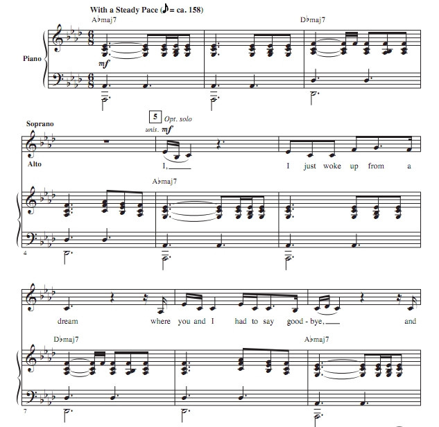 商品为SATB 四声部合唱线谱 火星哥+嘎嘎小姐 布莱默版 Die With A Smile  混声流行合唱谱 有试听