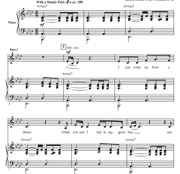 商品为二声部合唱线谱 火星哥+嘎嘎小姐 布莱默版 Die With A Smile 混声流行合唱谱 有试听