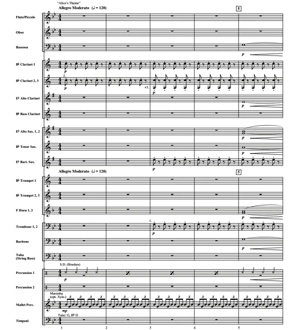 爱丽丝梦游仙境组曲 布朗版 中级 交响管乐合奏总谱+分谱 3级 有试听