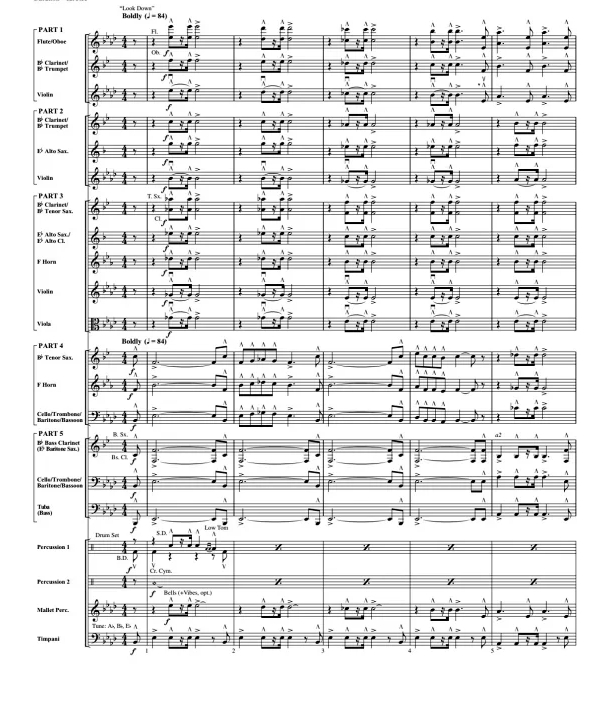 电影 悲惨世界 初级管乐 灵活交响管乐合奏总谱+分谱 有试听