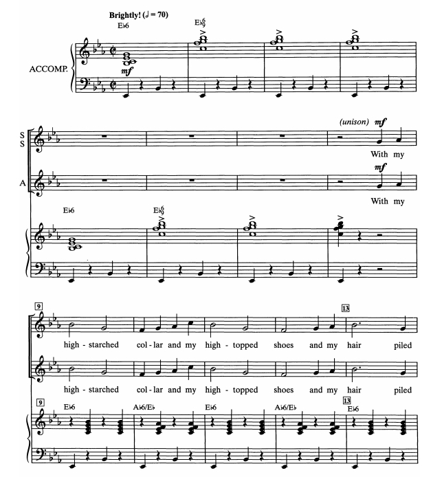 商品为SSA 三声部合唱线谱 电车之歌 The Trolley Song 比林斯利版 童声女声合唱SSA+钢琴谱 有试听