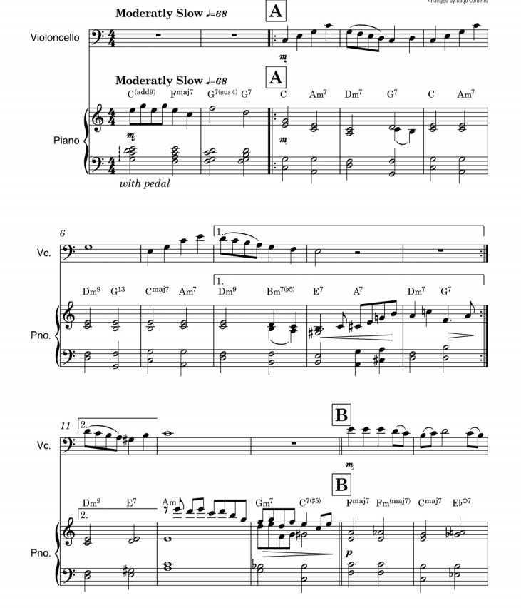 祝你圣诞快乐 大提琴钢琴总分谱 有试听